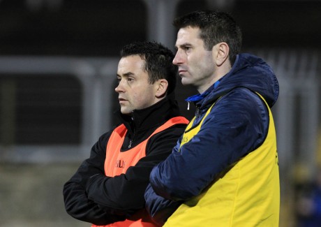 Maxi Curran and Rory Gallagher watch on Wednesday night as Donegal overcome Fermanagh. 