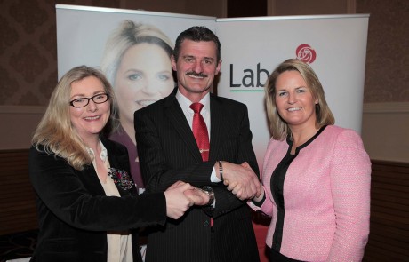 Senator Lorraine Higgins (right) who chaired the Labour Party convention in Letterkenny on Friday night pictured with candidates Christy Galligan and Siobhan McLaughlin.