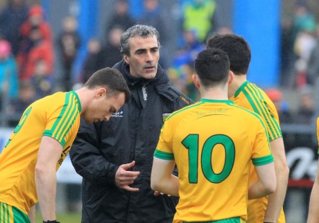 Jim McGuinness issues instructions to his players.