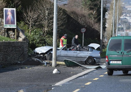 Gardai at the scene of the inciident on the Derry Road, Letterenny.