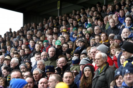 Supporters await the start of the crunch National Football League fixture between Donegal and Monaghan at O'Donnell Park, Letterkenny, on Sunday.