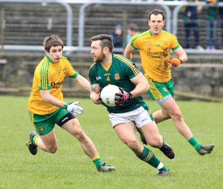 Mickey Burke, Meath in action against Darach O'Connor of Donegal.