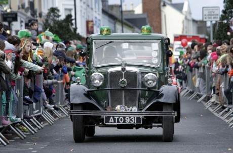 Fergus Cleary drives his vintage Morris at the parade.