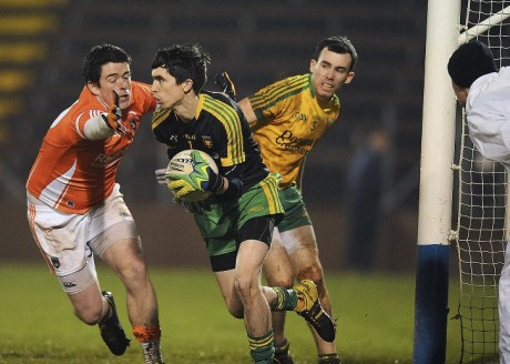 Donegal Under-21 goalkeeper Joe Coll in action during last week's semi-final against Armagh.