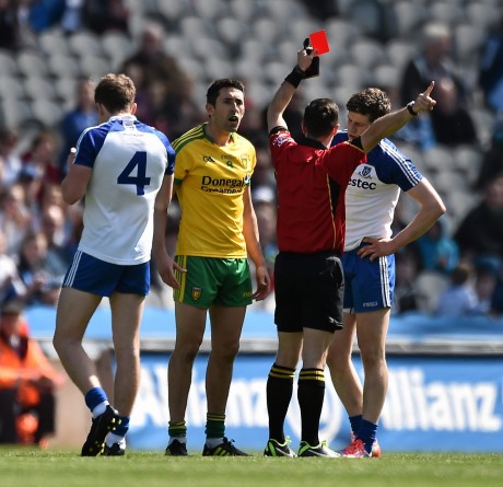 Referee David Gough sends off Rory Kavanagh