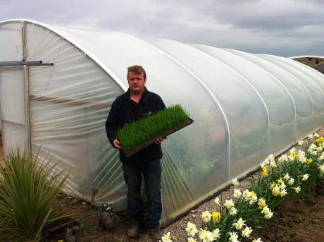 Dean Gillespie in front of one of his polytunnels.
