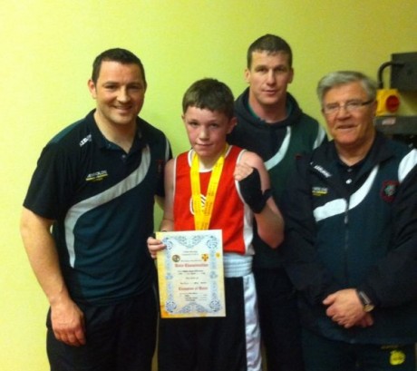 Raphoe's Orin Devine with coaches Gary McCullagh, John Sweeney and Tommy Stewart
