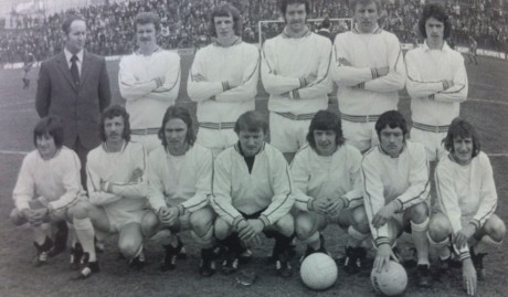 The Finn Harps team and their manager Patsy McGowan before the 1974 FAI Cup final.