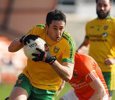 Donegal midfielder Rory Kavanagh beats his man and heads for goal in the game with Armagh.
