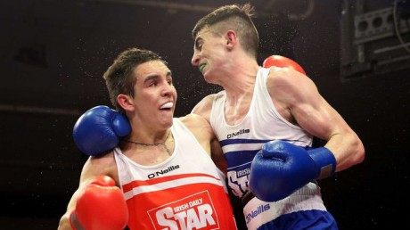 Tyrone McCullagh (Blue) in action during the 2014 Irish senior final against Michael Conlan.