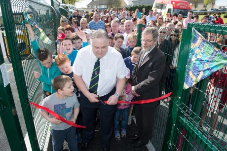 Frank McBrearty offically  opening  the new Raphoe Play Park on Saturday last.   Photo Clive Wasson