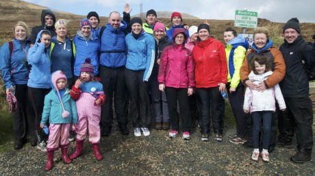 Members of Danny Ryan’s Boxfit Group who climbed Errigal yesterday for Autism Awareness.