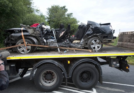 The Volkswagen Passat in which the seven young people died.