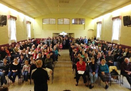 The packed hall in Lettermacaward.