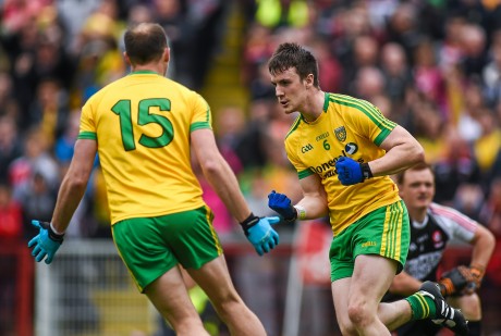 Leo McLoone celebrates his goal for Donegal