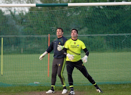 Shay Given taking part in a Donegal training session with Paul Durcan. Photo: Donna El Assaad