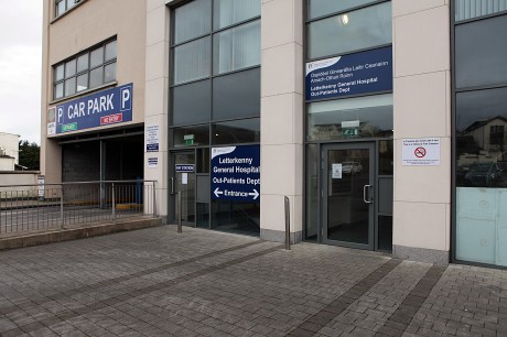 The entrance to the new Letterkenny General Hospital Out-Patients Department at the rear of the McGinley Motors building.