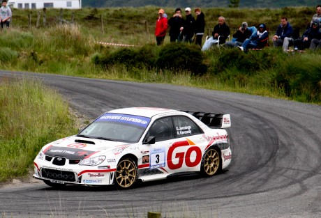 Gary Jennings and |Rory Kennedy in the Subaru WRC on the 2014 Donegal International Rally. Photo: Cristeph/Brian McDaid