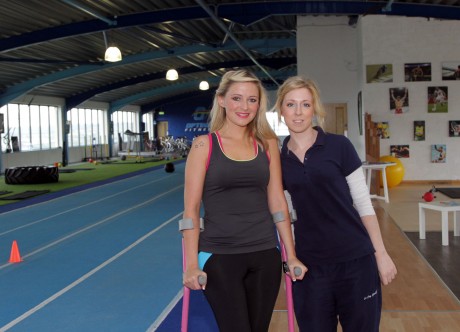 Nikki Bradley and her Physio Lorraine Boyce at Optimal Fitness gym.