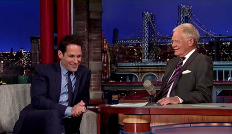 Paul Rudd with chat show host David Lettermann.