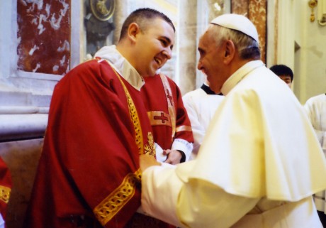 Rev. Stephen Gorman meetig Pope Francis.