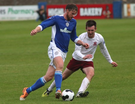 Keith Cowan looks composed on the ball despite the close attendance of a Cobh Ramblers player as the sides played out a scoreless draw at Finn Park in Division One of the SSE Airtricity League of Ireland. Photo: Gary Foy