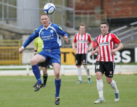 Brian McGroary in action for Derry City against Finn Harps in April 2012