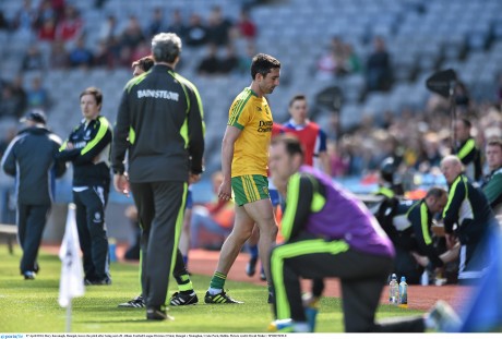  Rory Kavanagh, Donegal, leaves the pitch after being sent off. Allianz Football League Division 2 Final