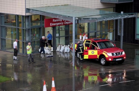 The scene at Letterkenny General Hospital last night following a second flood in two years. Pic: Declan Doherty