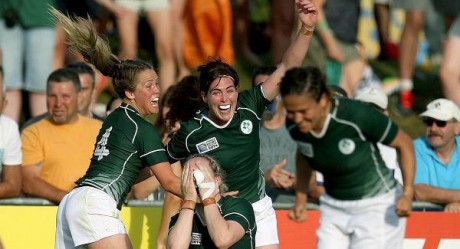 Nora Stapleton celebrates as Ireland defeat New Zealand.