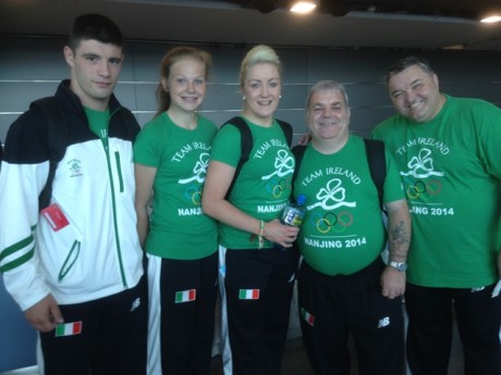 Irish Youth Olympic boxing squad and management in China, L to R – Michael Gallagher, Ciara Ginty, Christina Desmond, Stephen Connolly and Billy McClean 