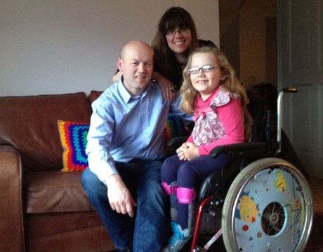 Grace with her parents, Stevie Harper and Susan Dennehy.