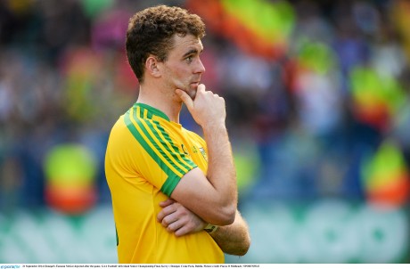 Donegal's Eamon McGee dejected after the defeat.