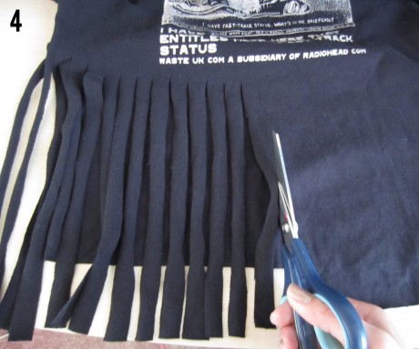 Step 4: Cut strips to make fringe.