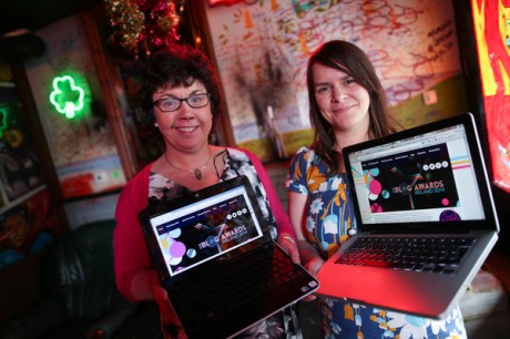 Blog Awards Ireland organisers Lorna Sixsmith, blogger and author of 'Would you Marry a Farmer?' and Amanda Webb of Spiderworking.com. Photo: Maxwell Photography.​