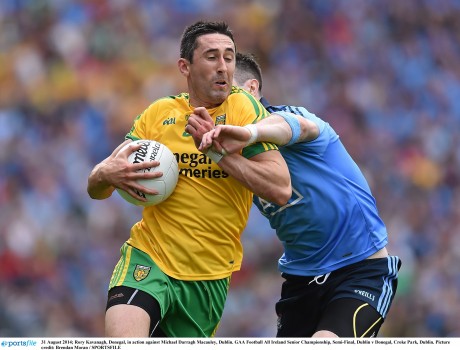 Rory Kavanagh in action against Dublin's Michael Darragh Macauley in the semi-final