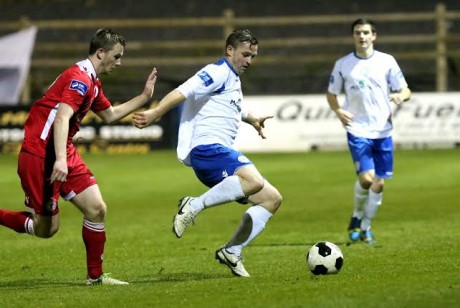 Kevin Mc Hugh in possession for Finn Harps during their match against Shelbourne F.C. Photo: Gary Foy
