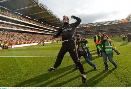 Jim McGuinness celebrates after Donegal won the All-Ireland in 2012.
