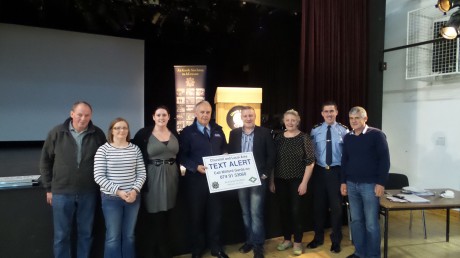 Sergeant Paul Wallace, Crime Prevention Officer, picture with Committee Chairman Charlie McClafferty (4th from right), Vanessa Clarke, Muintír na Tíre (3rd from right), Garda Paula McGee and other committee members at the launch.