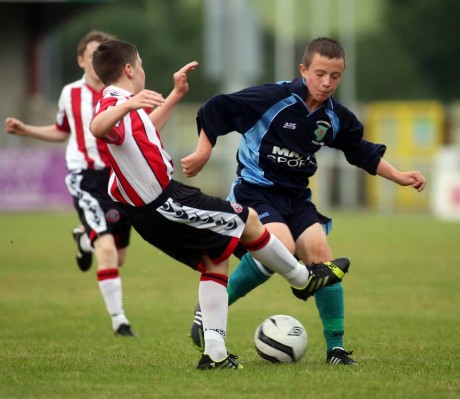 Aaron McColgan in action for Inishowen against Sheffield United in the Foyle Cup final.