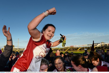 Termon captain Geraldine McLaughlin celebrates after the final whistle with her team-mates