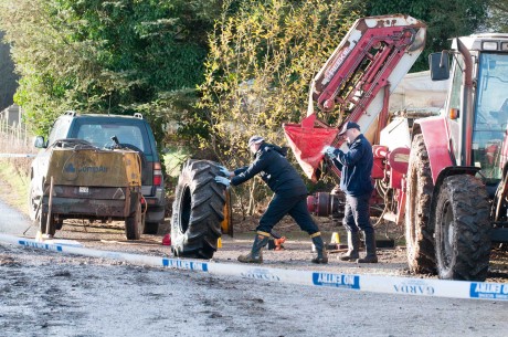Members of the Garda Crime Scene Investigation at the scene of the tragedy in Killygordon on Saturday morning.
