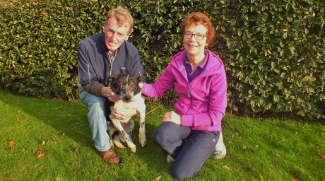 Enda and Marie McMonagle, Falcarragh, with their beloved sheep dog Pete who was missing for 12 days in the Killult area. Photo: Tommy Curran