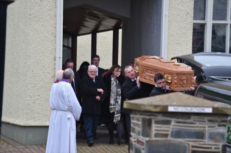 The remains of Kevin Woods leave St Patrick's Chapel Murlog after requiem mass to be interred in Convoy.