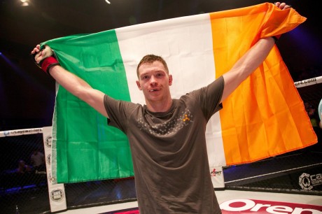 Proud Irishman Joseph Duffy celebrates following his return to MMA. Photos: Copyright Dolly Clew/Cage Warriors
