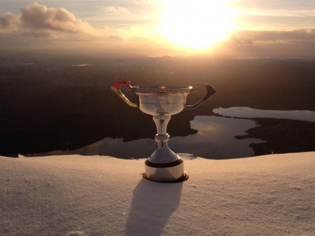 The Dolores Tyrrell Memorial Cup at the top of Errigal today. Photo: Grainne McDaid