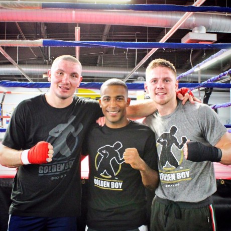 Slava Shabranskyy, Everton Lopes and Jason Quigley in sparring. Photo: Golden Boy Promotions