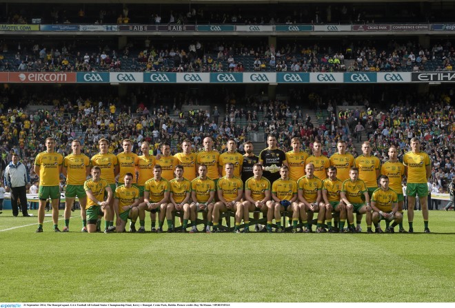 The 2014 Donegal squad, pictured before the All-Ireland final.