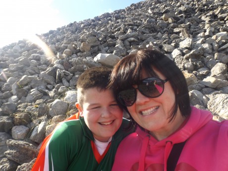 Jon Callaghan with his mother Margaret on top of Knocknarea, Sligo.