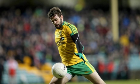 Donegal's Odhrán MacNiallais on his way to scoring his second half goal.